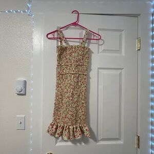 COPY - Yellow mini dresss with pink and green flowers. Love tree size small. Wo…